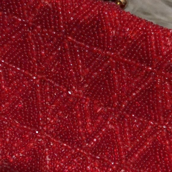 Vintage Beaded Clutch/Crossbody Bag-Red-10x4.5-Gorgeous-Holiday Must Have - Picture 6 of 17